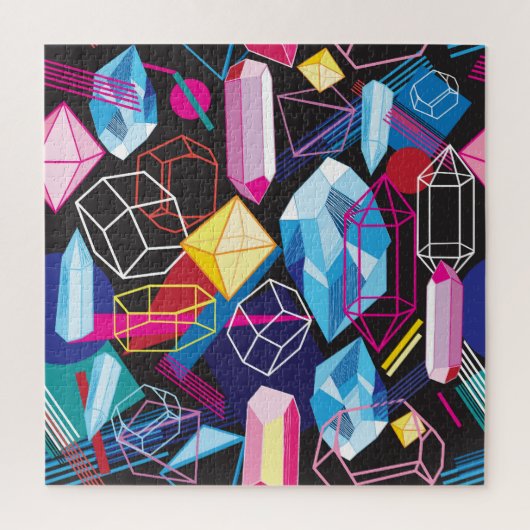 Kleurrijke kristallen, donkere abstracte achtergro legpuzzel (Verticaal)