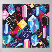 Kleurrijke kristallen, donkere abstracte achtergro poster (Voorkant)
