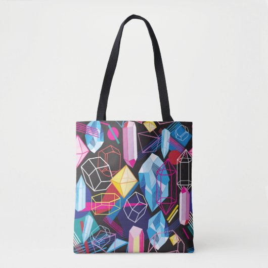 Kleurrijke kristallen, donkere abstracte achtergro tote bag (Voorkant)