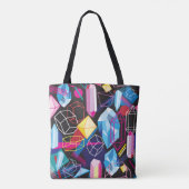 Kleurrijke kristallen, donkere abstracte achtergro tote bag (Achterkant)