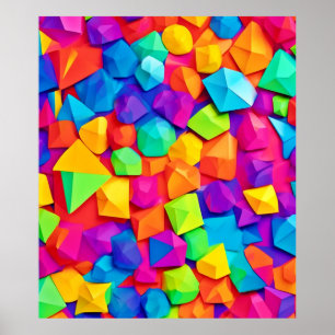 Kleurrijke kristallen vormen kunst poster