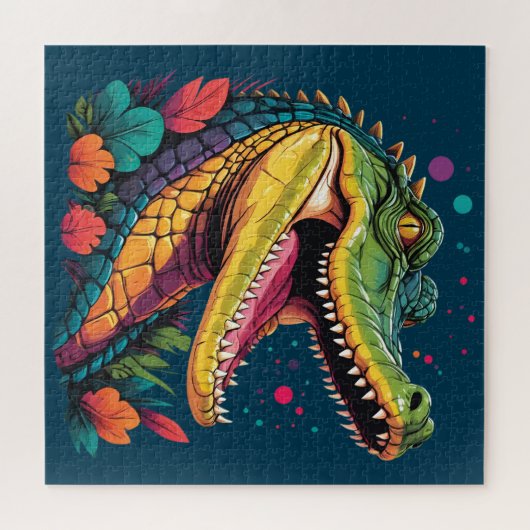 Kleurrijke Krokodil Portret Puzzel Legpuzzel (Horizontaal)