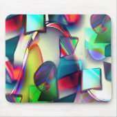 Kleurrijke kromme vierkanten en cirkels met metaal muismat (Voorkant)