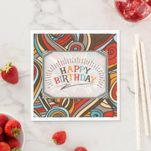 Kleurrijke kronkels en typografie Gefeliciteerd me Servet
