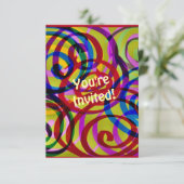 Kleurrijke kronkels uitnodiging (Staand voorkant)