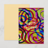 Kleurrijke kronkels uitnodiging (Voorkant / Achterkant)
