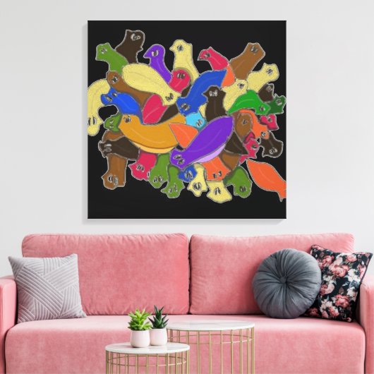 Kleurrijke kruid-uiige plantaardig wormen canvas afdruk (Insitu (Woonkamer))