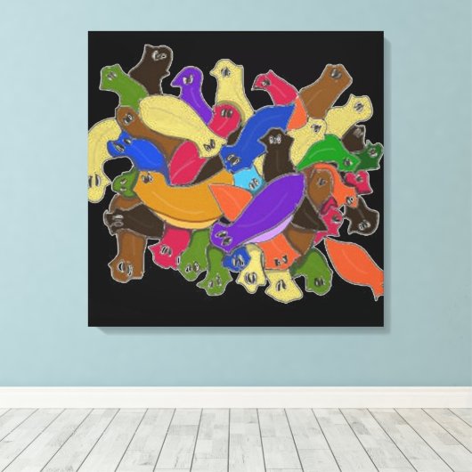 Kleurrijke kruid-uiige plantaardig wormen canvas afdruk (Insitu (Houten vloer))