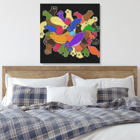 Kleurrijke kruid-uiige plantaardig wormen canvas afdruk (Insitu (Slaapkamer))