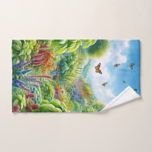 Kleurrijke kruidentuin en vlinders handdoek (Handdoek)
