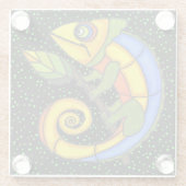 Kleurrijke krullende staarthagedis Big Circle Eyes Glazen Onderzetter (Achterkant)