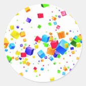Kleurrijke kubussen 1 ronde sticker (Voorkant)