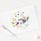 Kleurrijke kubussen 1 ronde sticker (Envelop)