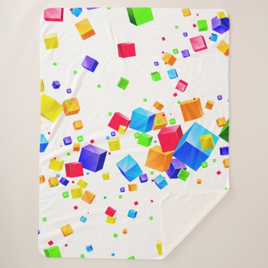 Kleurrijke kubussen 1 sherpa deken (Voorkant)