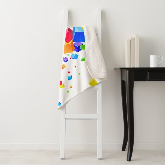 Kleurrijke kubussen 1 sherpa deken (In situ)