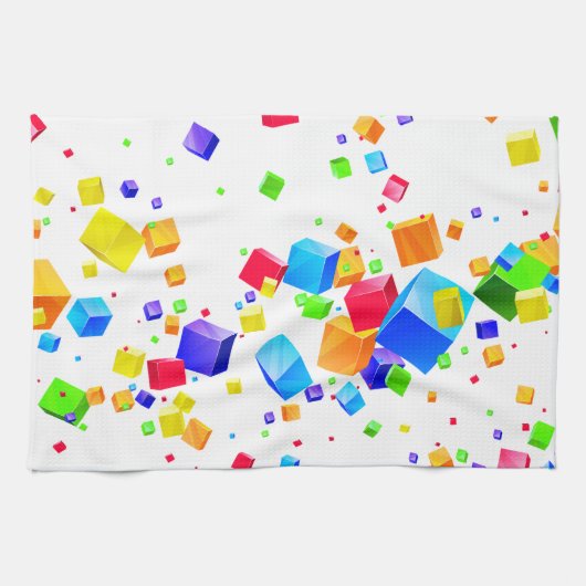 Kleurrijke kubussen 1 theedoek (Horizontaal)