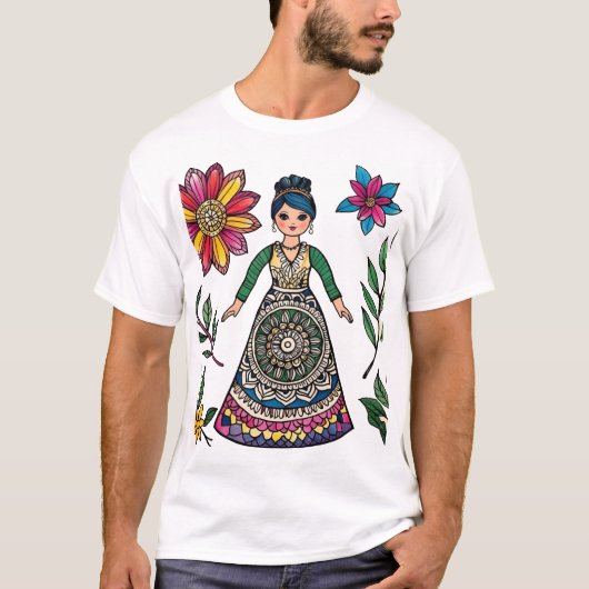Kleurrijke kunst - Boho Spiritueel bloemmotief ont T-shirt (Voorkant)