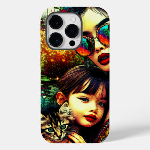 Kleurrijke kunst Moeder en dochter Aziatische bloe Case-Mate iPhone 14 Pro Hoesje