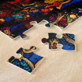 Kleurrijke Kunst Moeder en Dochter Aziatische Bloe Legpuzzel (Zijkant)