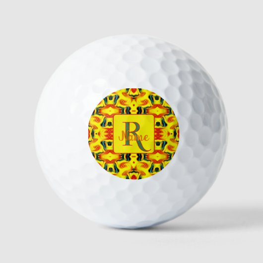 Kleurrijke Kunst Monogram Uw Initiële Naam Golfballen (Voorkant)