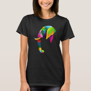 Kleurrijke Kunst Olifant Hoofd Dieren Waterverf Pi T-shirt