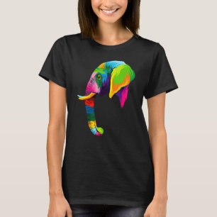 Kleurrijke Kunst Olifantenkop Dieren Waterverf Pij T-shirt