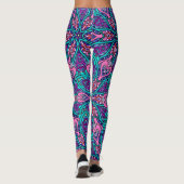 Kleurrijke kunst; Paarse roze Aqua Mandala Design Leggings (Achterkant)