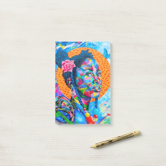 Kleurrijke kunst post-it® notes (Op bureau)