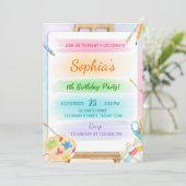 Kleurrijke Kunst Schilderij Verjaardagsuitnodiging Kaart (Staand voorkant)