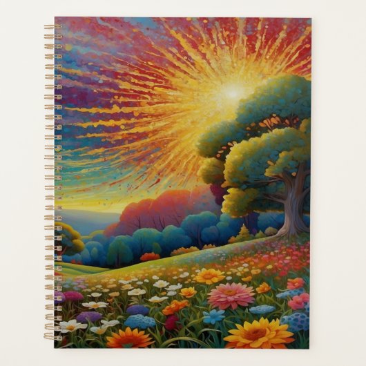 Kleurrijke Kunst van Weidebloemen Planner (Voorkant)