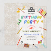 Kleurrijke kunst verf hulpmiddelen verjaardag kaart (Voorkant / Achterkant)