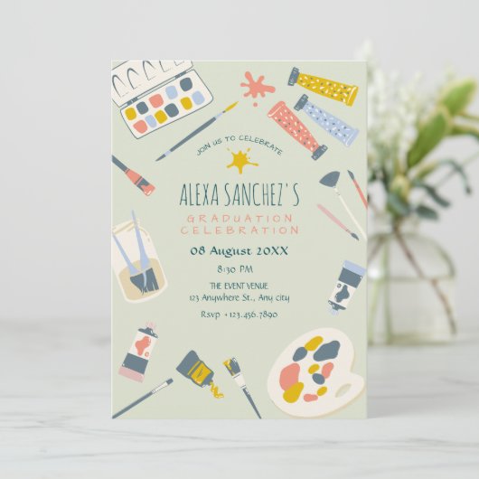 Kleurrijke kunst verfkwast Afstuderen Kaart (Staand voorkant)