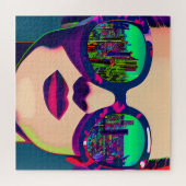 Kleurrijke Kunst Vrouw in Zonnebril City Reflectio Legpuzzel (Horizontaal)