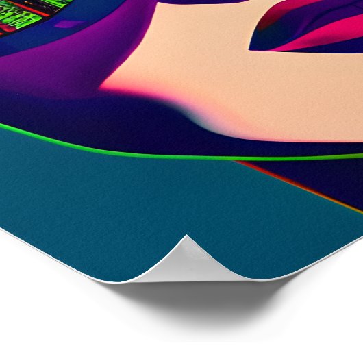 Kleurrijke Kunst Vrouw in Zonnebril City Reflectio Poster (Hoek)