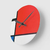 Kleurrijke kunst wandklok,  Piet Mondriaan Ronde Klok (Hoek)