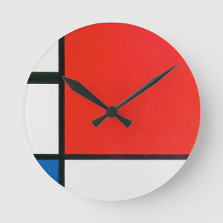 Kleurrijke kunst wandklok, Piet Mondriaan Ronde Klok