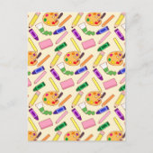 Kleurrijke kunstbenodigdheden briefkaart (Voorkant)