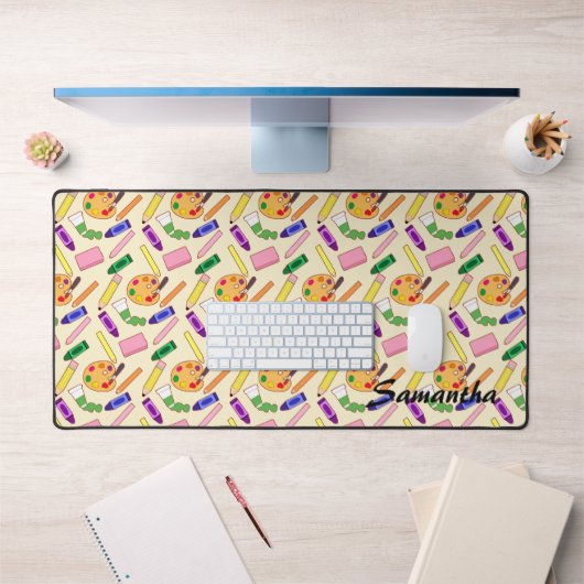 Kleurrijke kunstbenodigdheden bureaumat (Kantoor 1)