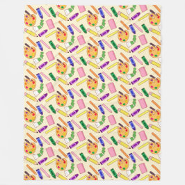 Kleurrijke kunstbenodigdheden fleece deken