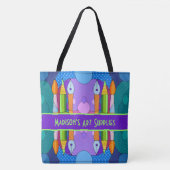 Kleurrijke kunstbenodigdheden, gepersonaliseerde C Tote Bag (Voorkant)