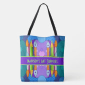 Kleurrijke kunstbenodigdheden, gepersonaliseerde C Tote Bag (Achterkant)