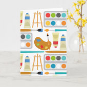 Kleurrijke Kunstbenodigdheden - Leuke Schilderpatr Kaart (Gele Bloem)