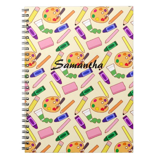 Kleurrijke kunstbenodigdheden notitieboek (Voorkant)