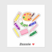 Kleurrijke kunstbenodigdheden sticker (Vel)