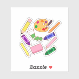 Kleurrijke kunstbenodigdheden sticker