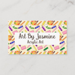 Kleurrijke kunstbenodigdheden visitekaartje