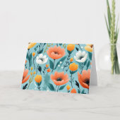 Kleurrijke Kunstbloemen, aqua, wit, perzik, geel Kaart (Voorkant)