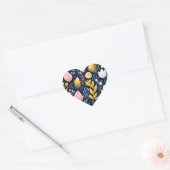 Kleurrijke kunstbloemen hart sticker (Envelop)