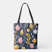 Kleurrijke kunstbloemen tote bag (Achterkant)