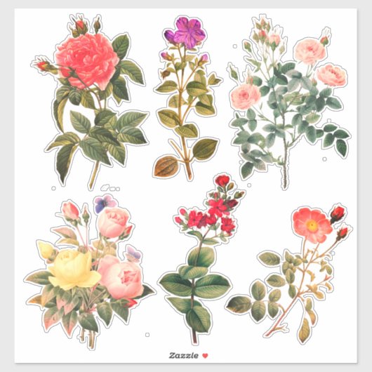 Kleurrijke  kunstbloemen, vs 2, felle kleuren sticker (Vel)